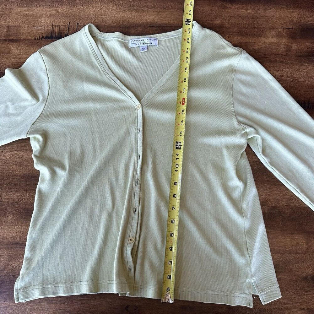 Carolyn Taylor Women's Sweater Large Yellow V Neck Button‎ Down Cardigan Top